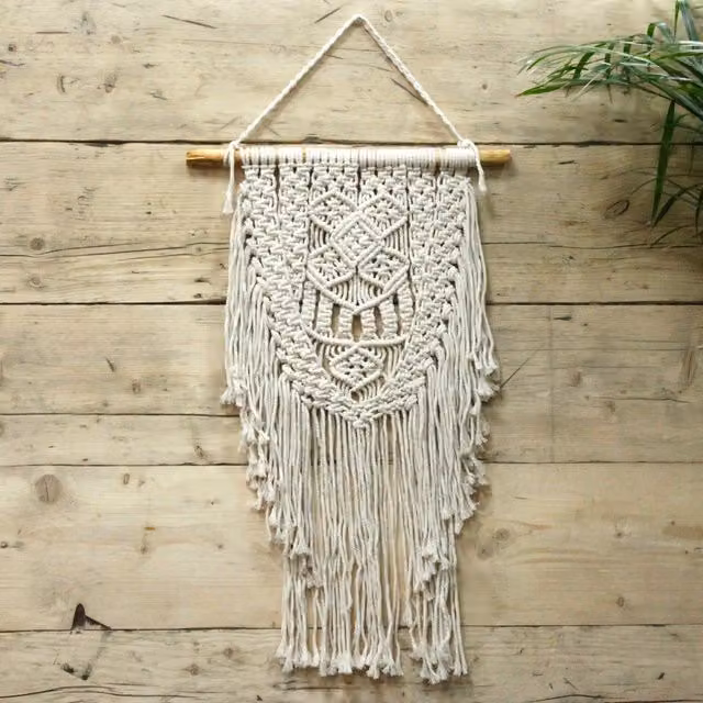 KDMK White Macrame Wall Hanging Over Abundance Boho Geometric Textile Decor