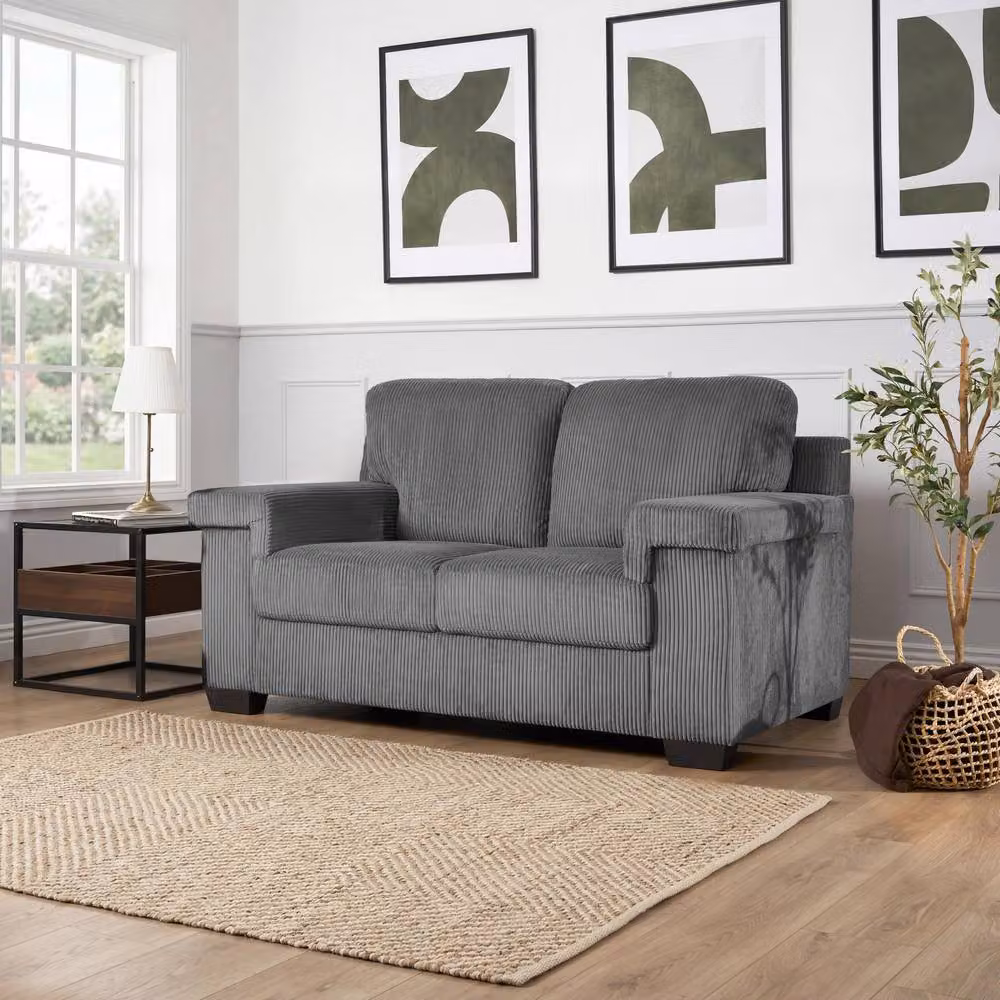 Bravich LTD Enzo Jumbo Corduroy Sofa in Grey with Adjustable Headrests and Removable Covers – 2