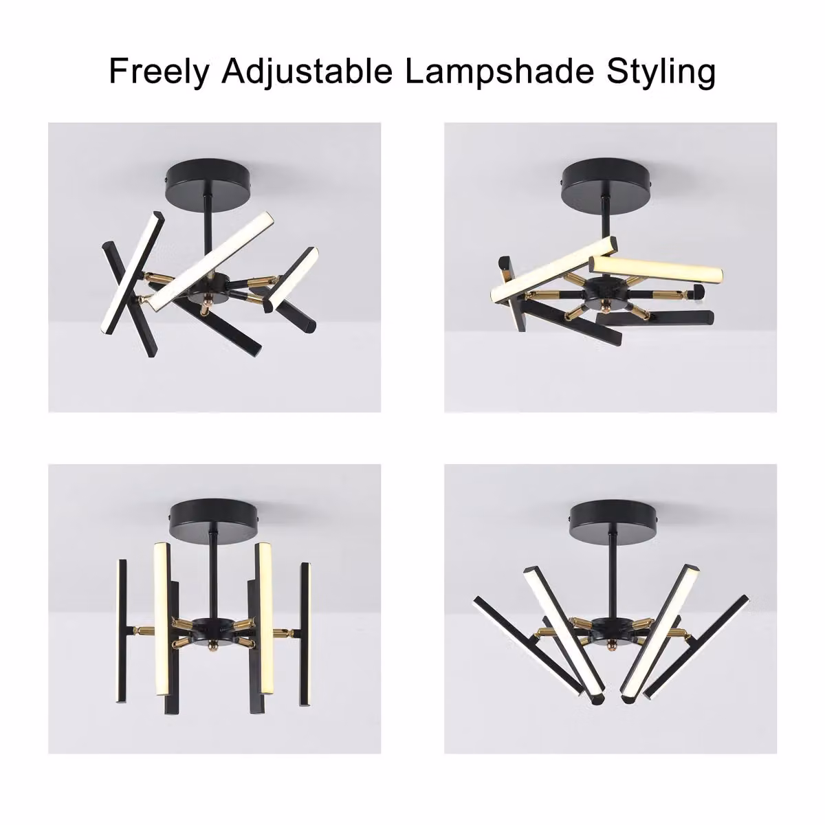 Garwarm 6 Light Sputnik LED Ceiling Chandelier in Black – 5