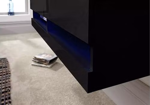 GFW Galicia Black Wall Mounted TV Unit with Integrated LED Lighting, W: 120 cm, D: 38 cm, H: 30 cm – 4