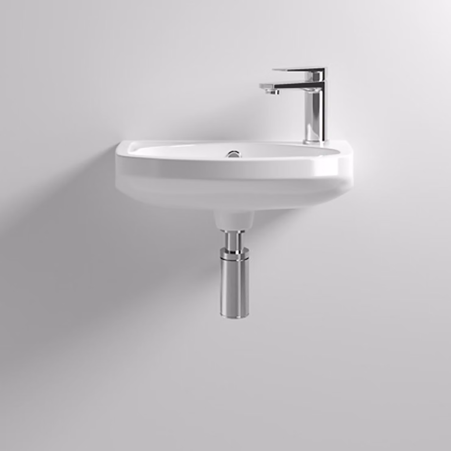 Nuie Melbourne Round Wall Hung Ceramic Bathroom Basin in White, Diameter: 45 cm
