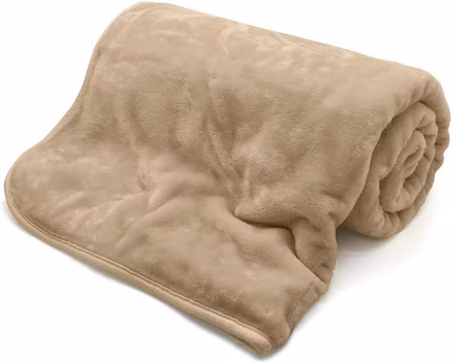 HomeSpace Direct Fluffy Microfibre Mink Throw Blanket in Yellow and Beige, 240 cm