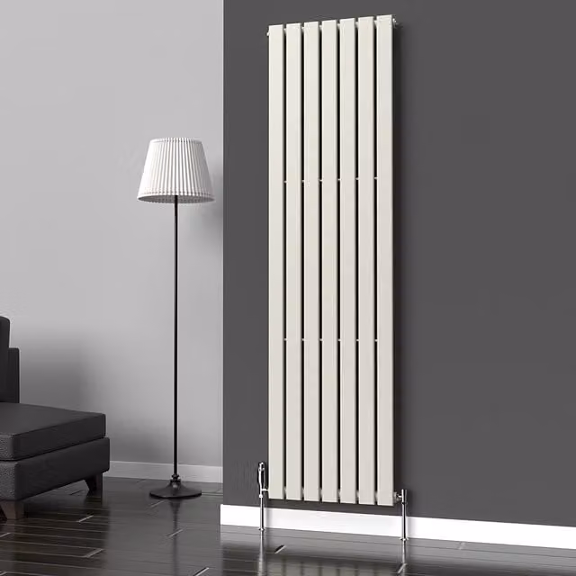 Lux Heat Flat Coloured Vertical Radiator in White, H 180 cm x W 49 cm