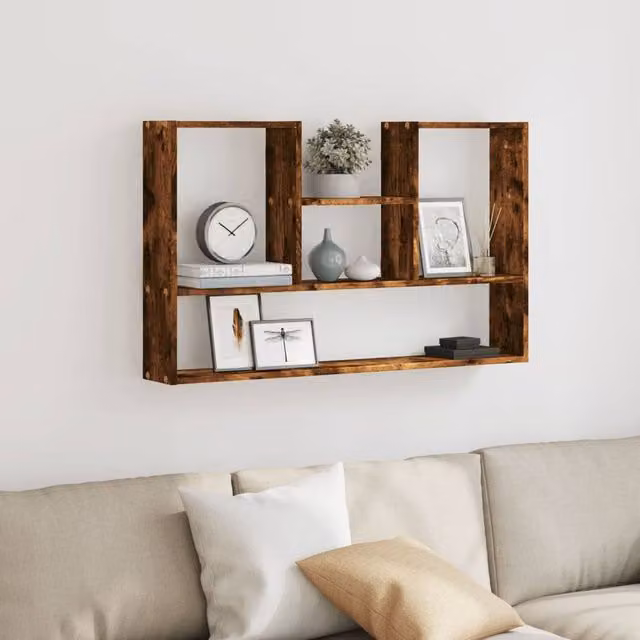 Berkfield Home Smoked Oak Wall Shelf, Brown Engineered Wood, W: 99 cm, D: 15 cm, H: 60 cm – 1
