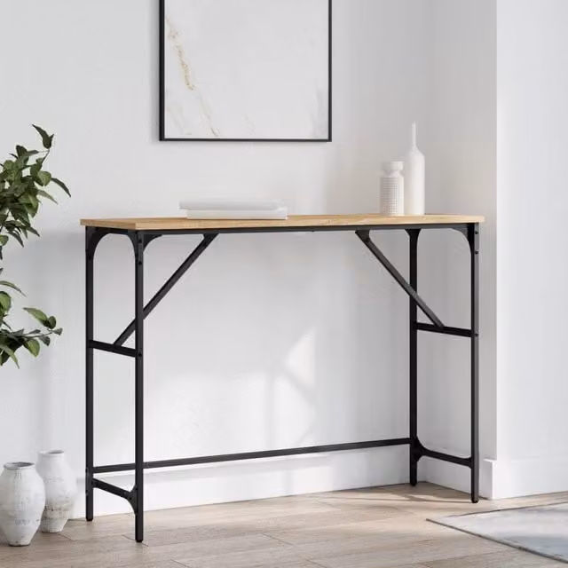 Berkfield Home Sonoma Oak Console Table in Brown, W/D/H: 100 x 32 x 75 cm
