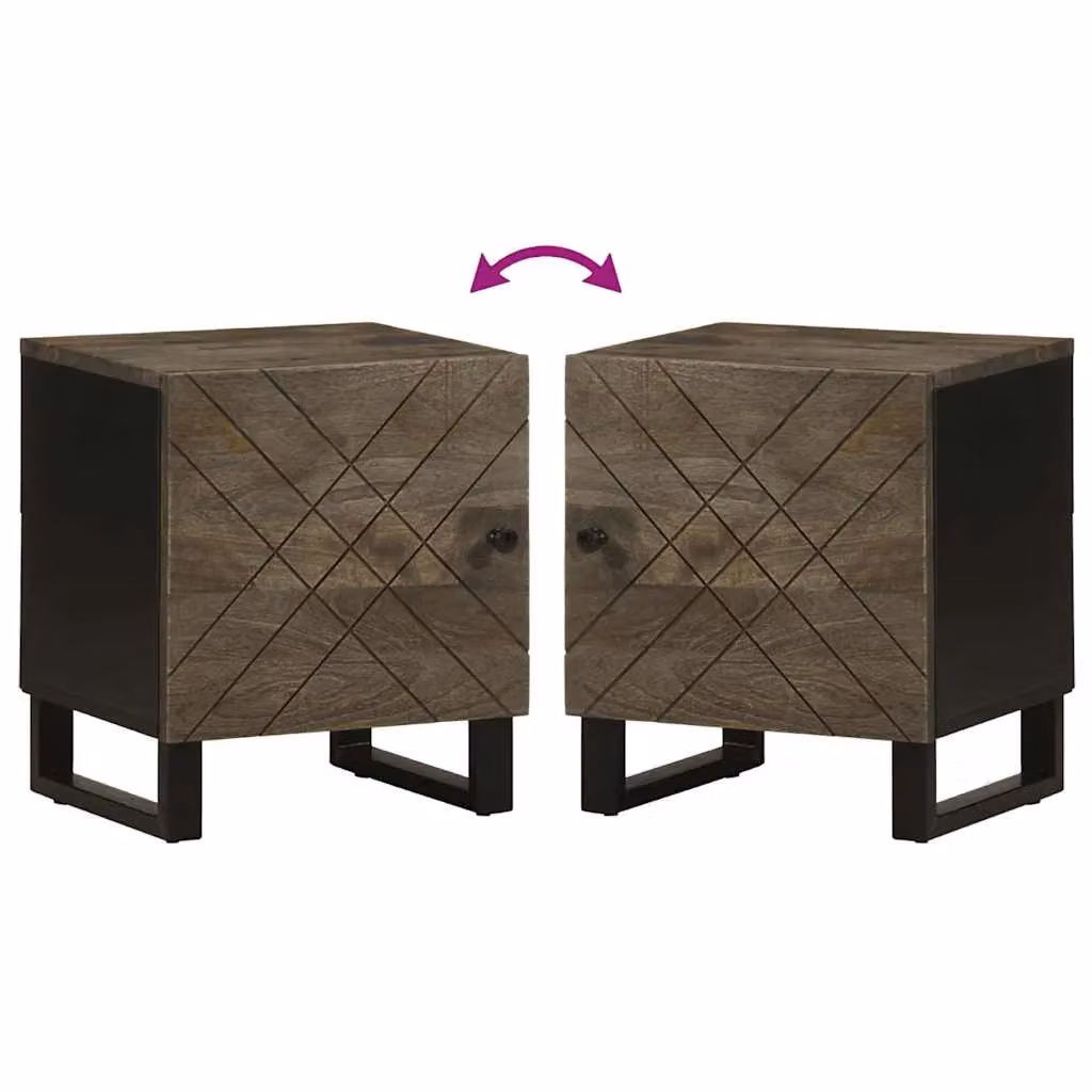 Berkfield Home Black Mango Wood Bedside Cabinet W/D/H: 40 x 33 x 46 cm – 4