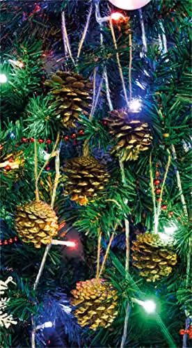 St Helens Home & Garden Gold Tipped Hanging Pine Cone Christmas Decorations, Pack of 6 – 3