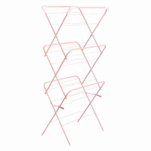 OHS 3 Tier Folding Clothes Airer in Pink, W/D/H: 136 x 62 x 49 cm