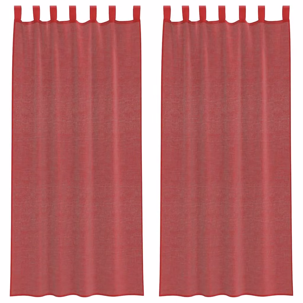 Berkfield Home Red Transparent Voile Fabric Panel Curtains with Tabs, 2 Pack, W: 140 cm, H: 245 cm – 2