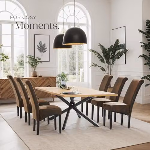 tectake Set of 4 Dining Chairs in Brown with Synthetic Leather and Wood Legs – 2