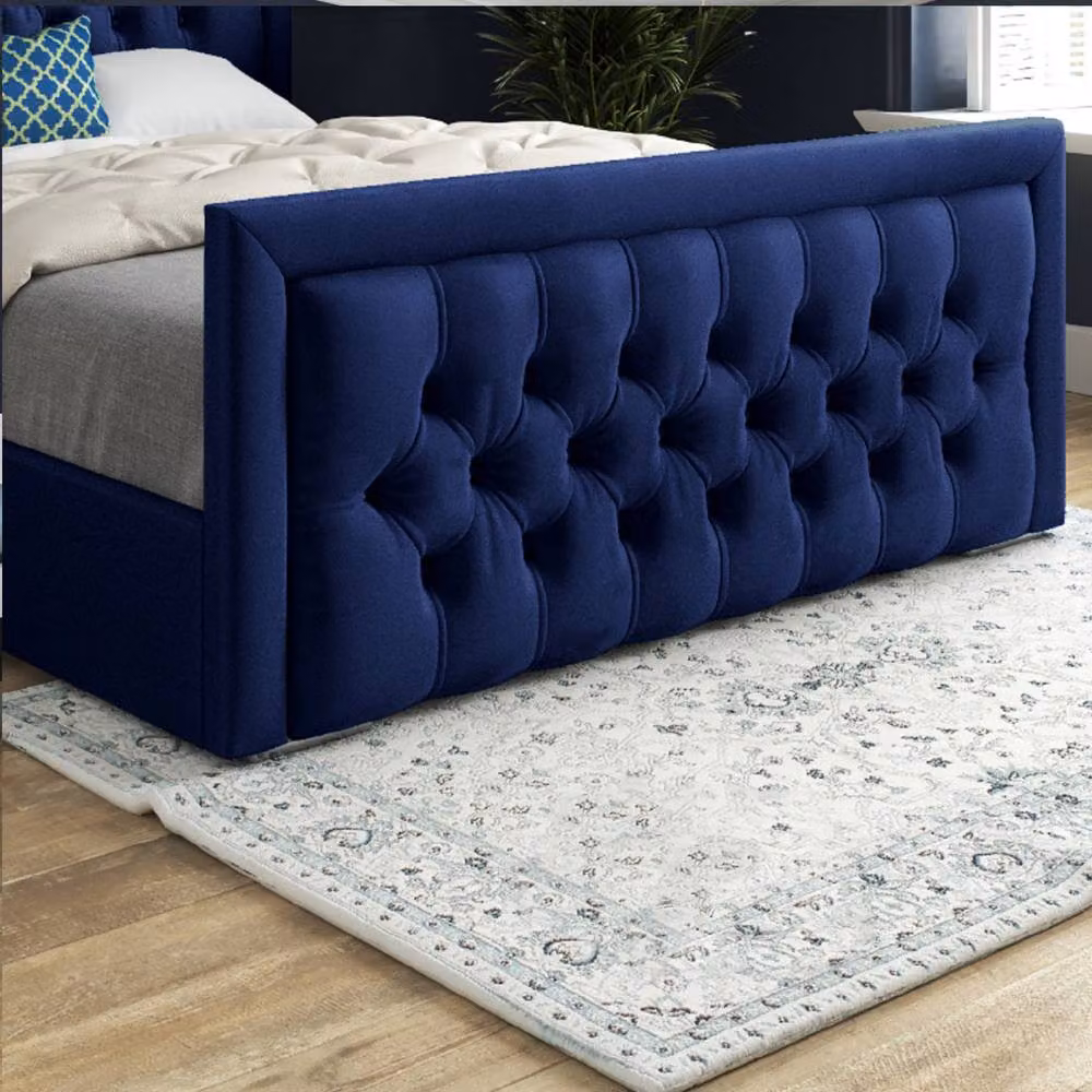 Casani Yvonne Upholstered Blue Velvet Designer Bed Frame, W: 140 cm x L: 200 cm – 5
