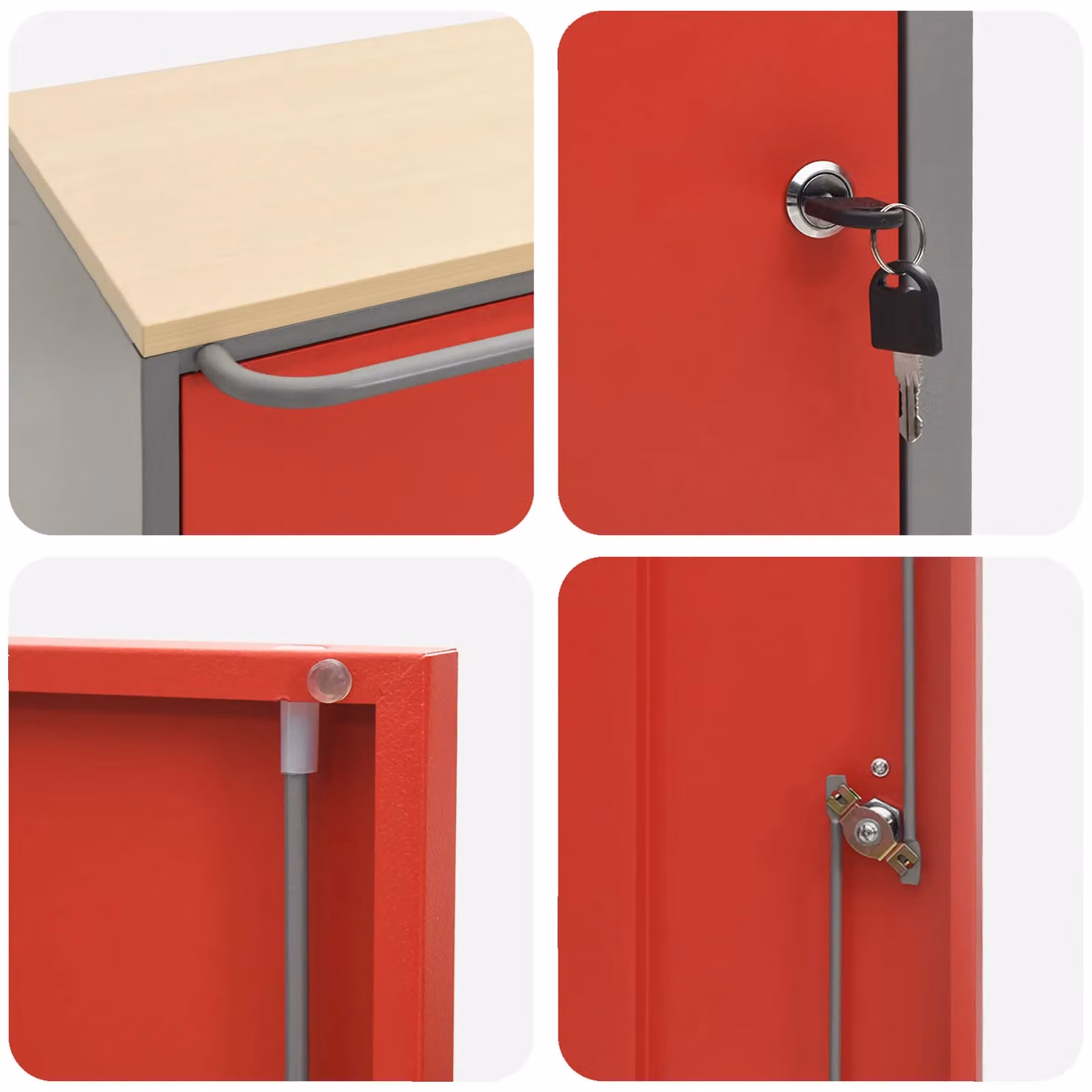 Berkfield Lockable Steel Tool Cabinet with Wheels and Worktop, Red, W: 75 cm, D: 45 cm, H: 85 cm – 3