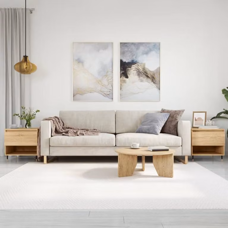 Berkfield Home Modern Nested Coffee Tables, 2 Piece Set, Sonoma Oak in Tan, W/D/H: 50 x 46 x 50 cm