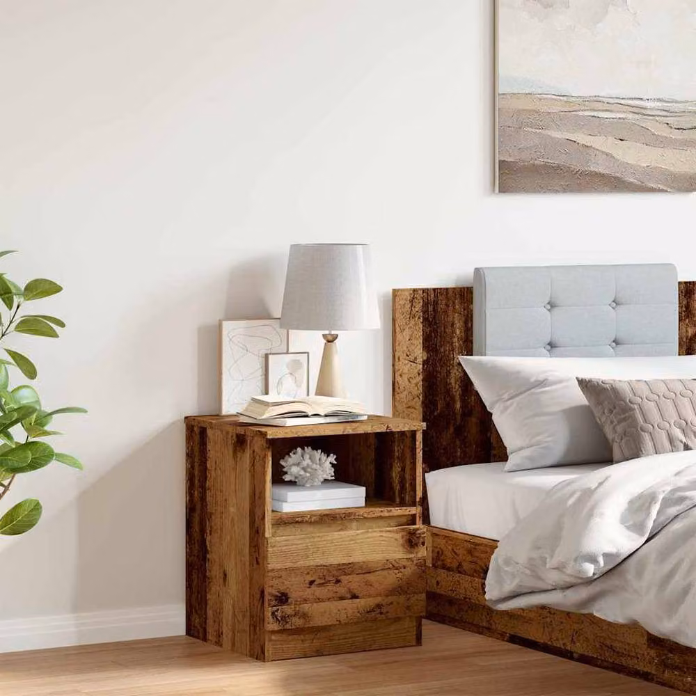 Berkfield Home Bedside Cabinet in Old Wood Brown, W/D/H: 40 x 40 x 50 cm – 3