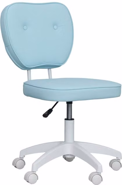 Rolipo Armless Blue PU Leather Swivel Task Chair with Adjustable Height for Home Office
