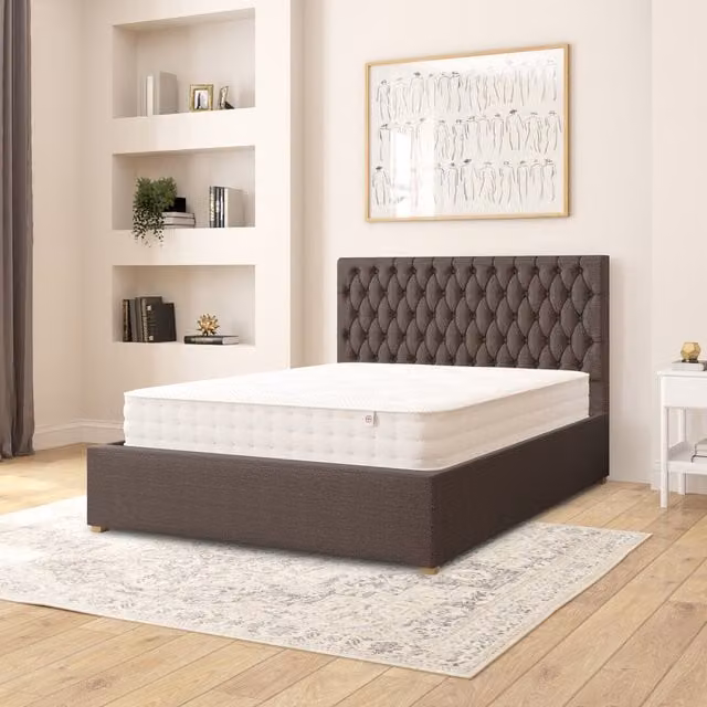 Aspire Upholstered Chesterfield Ottoman Storage Bed in Anthracite Grey, W/D/H: 140 x 200 cm