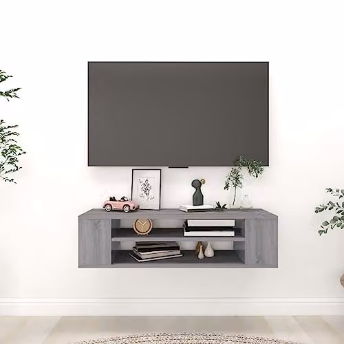 vidaXL Hanging TV Cabinet in Grey Sonoma, W/D/H: 100 x 30 x 26.5 cm – 2