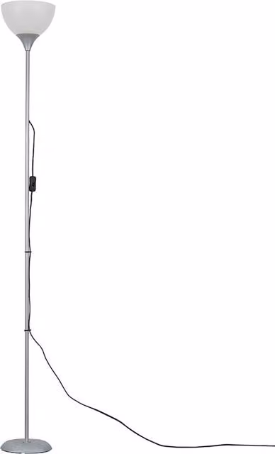 Dalby Modern Silver Single Uplighter Floor Lamp with White Dome Shade