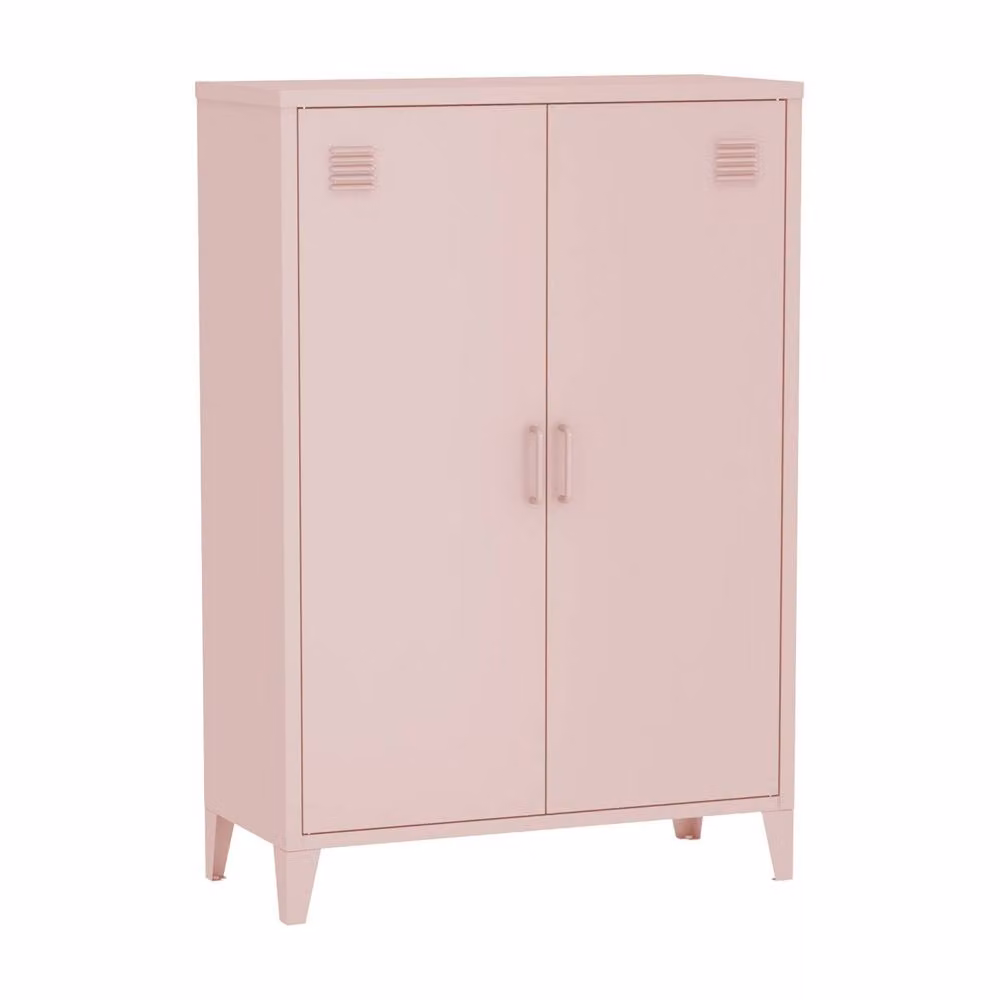 sweeek Industrial Metal Sideboard Cabinet with 2 Storage Compartments, Pink – 2