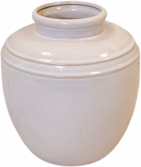 Four Candle Large Rustic Ceramic Tabletop Vase in Beige and White, H: 21.0 cm, W: 19.0 cm, D: 19.0 cm