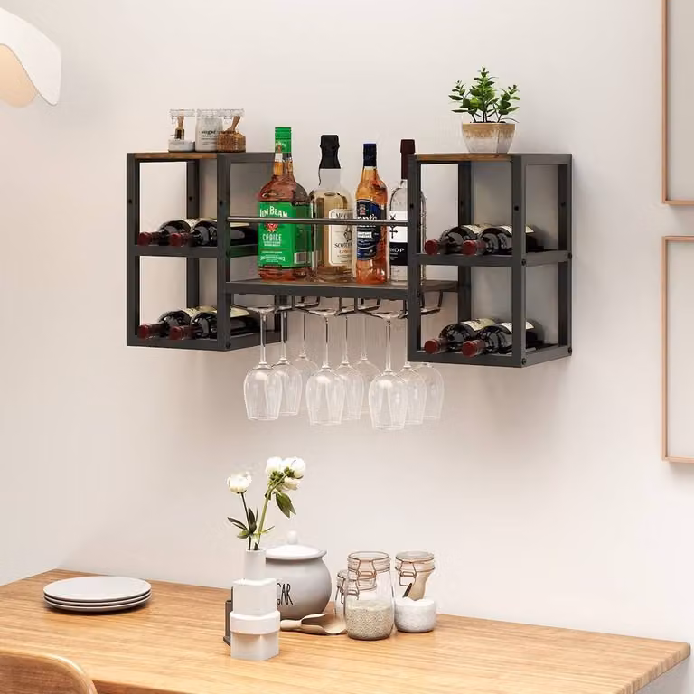 Kelvenix 3-Tier Heavy-Duty Multi-Functional Floating Shelf in Brown