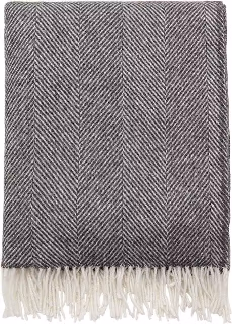 Murmur Ennis Woven Wool Throw with Fringes, Grey, W/D/H: 130 x 170 cm – 1