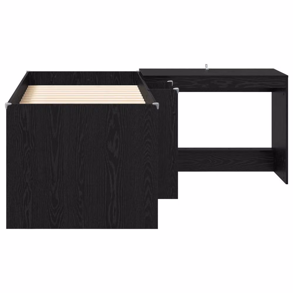 Berkfield Home Kids High Bed Frame with Desk and Stairs, Black Oak Engineered Wood – 3