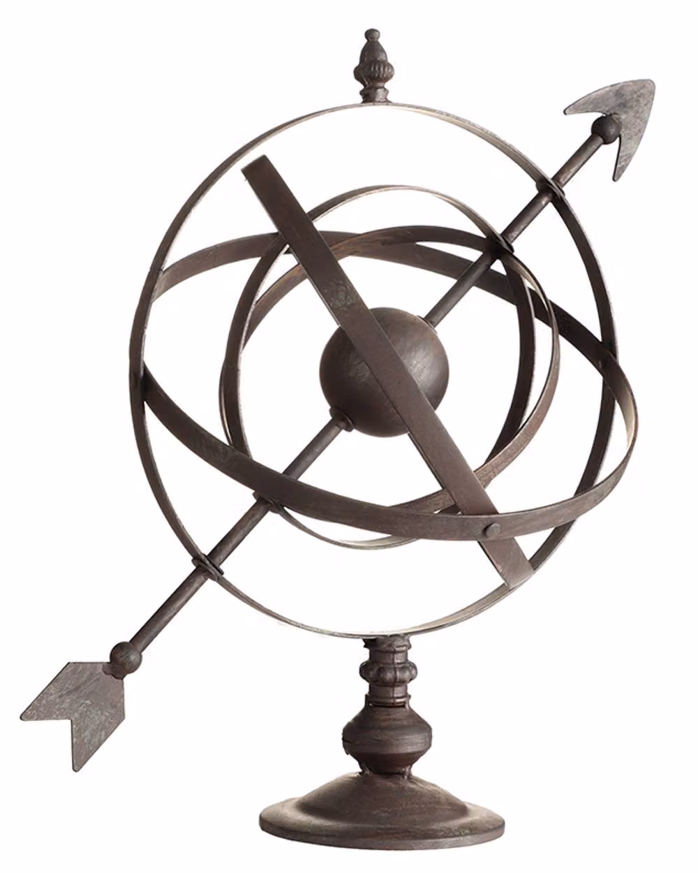 Dibor Antique Metal Armillary Sphere Tabletop Garden Ornament in Brown – 2
