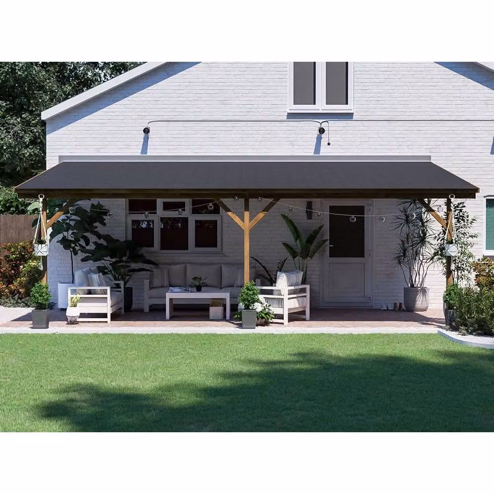 Dunster House Utopia Lean-To Wooden Garden Gazebo in Brown, W/D/H: 600 x 300 x 268 cm – 6