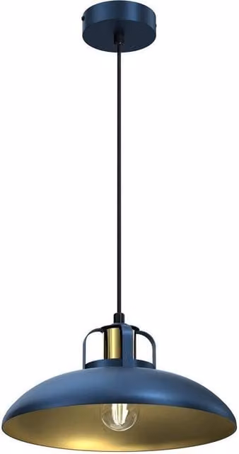 Milagro Felix Blue and Gold Metal Pendant Lamp with Adjustable Height – 1