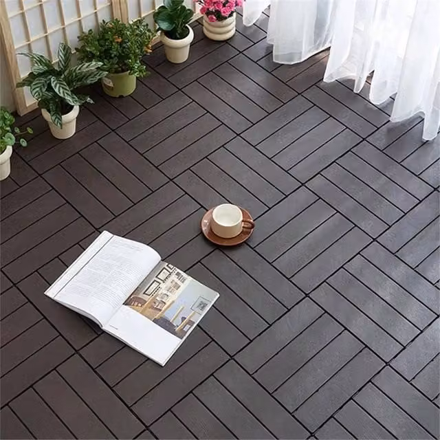 NESTLUNE Grey Anti-Slip Interlocking Deck Tiles, 42 Pack, W/D: 30 x 30 cm