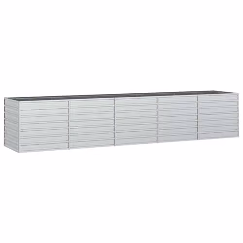 vidaXL Silver Galvanised Steel Raised Bed Large Rectangular Metal Garden Planter – 1