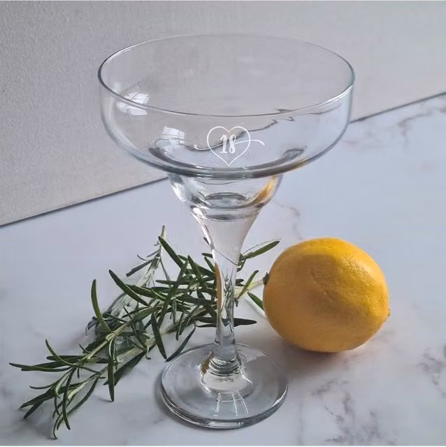 Afewhometruths Engraved 18th Birthday Cocktail Glass in Clear