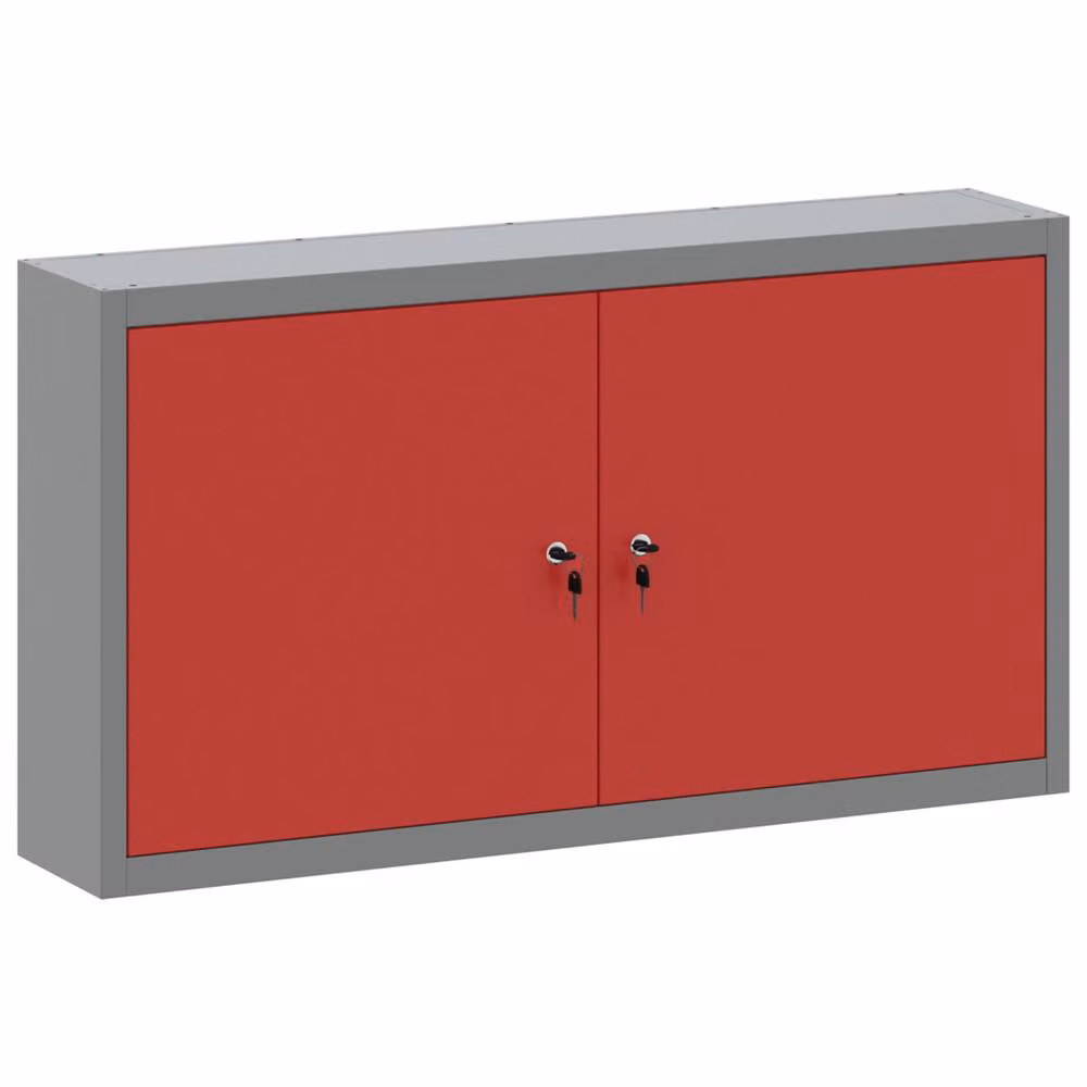 Berkfield Home Wall-Mounted Steel Tool Cabinet, Red and Grey, W/D/H: 100 x 20 x 55 cm – 2