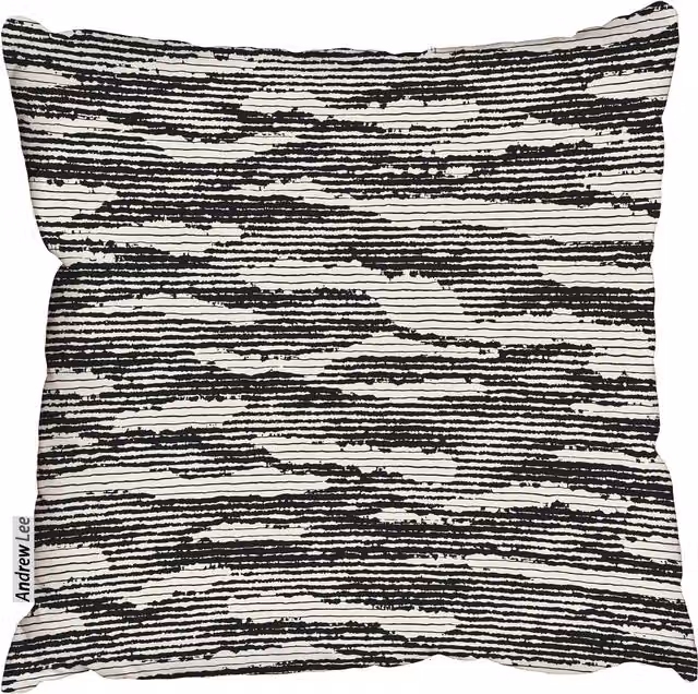 Benjamin Tate Design LTD Abstract Striped Distressed Print Square Cushion, Black, W: 60 cm, D: 60 cm, H: 1 cm