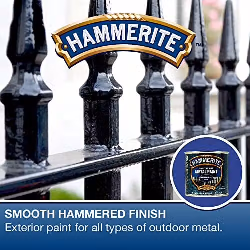 Hammerite Direct to Rust Metal Paint in Blue Hammered Finish, 250 ml