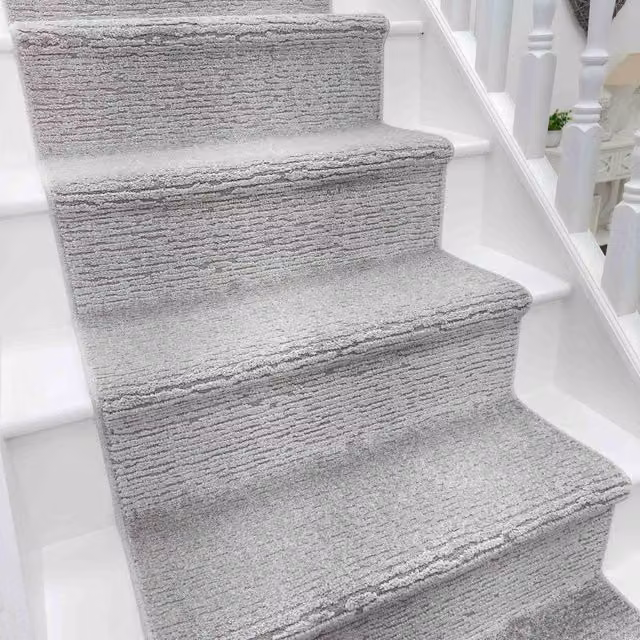 runrug Quin Stair Runner Carpet in Light Grey, W: 66 cm x L: 720 cm