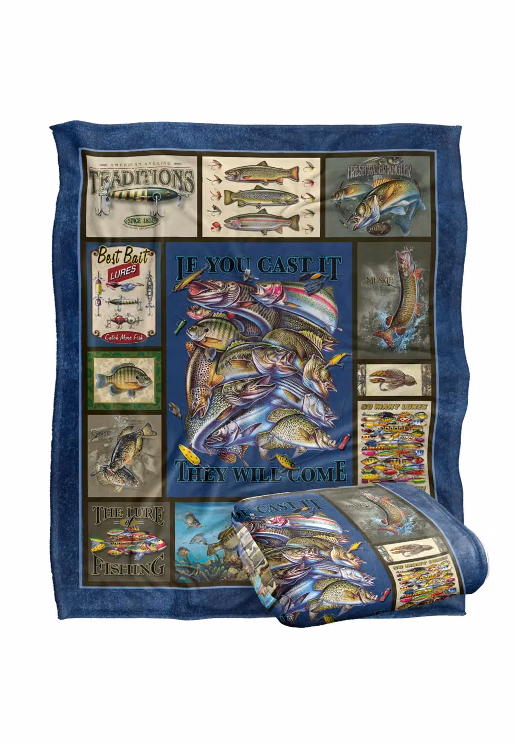 JQ Licensing Fishing Logo Silky Touch Super Soft Fleece Throw Blanket in White, W/D/H: 152 x 127 cm – 6