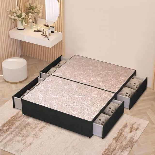 Somnior Beds Ltd Modern Upholstered Divan Bed Base with Drawers in Anthracite Grey, W/D/H: 120 x 200 cm