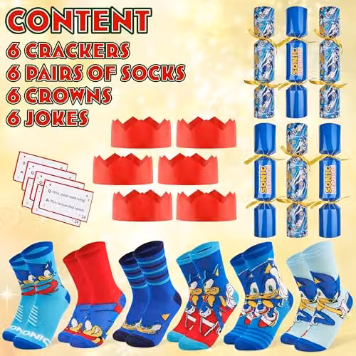 United Essentials Sonic the Hedgehog Christmas Crackers, Set of 6 Multicolour Novelty Party Crackers for Children – 5