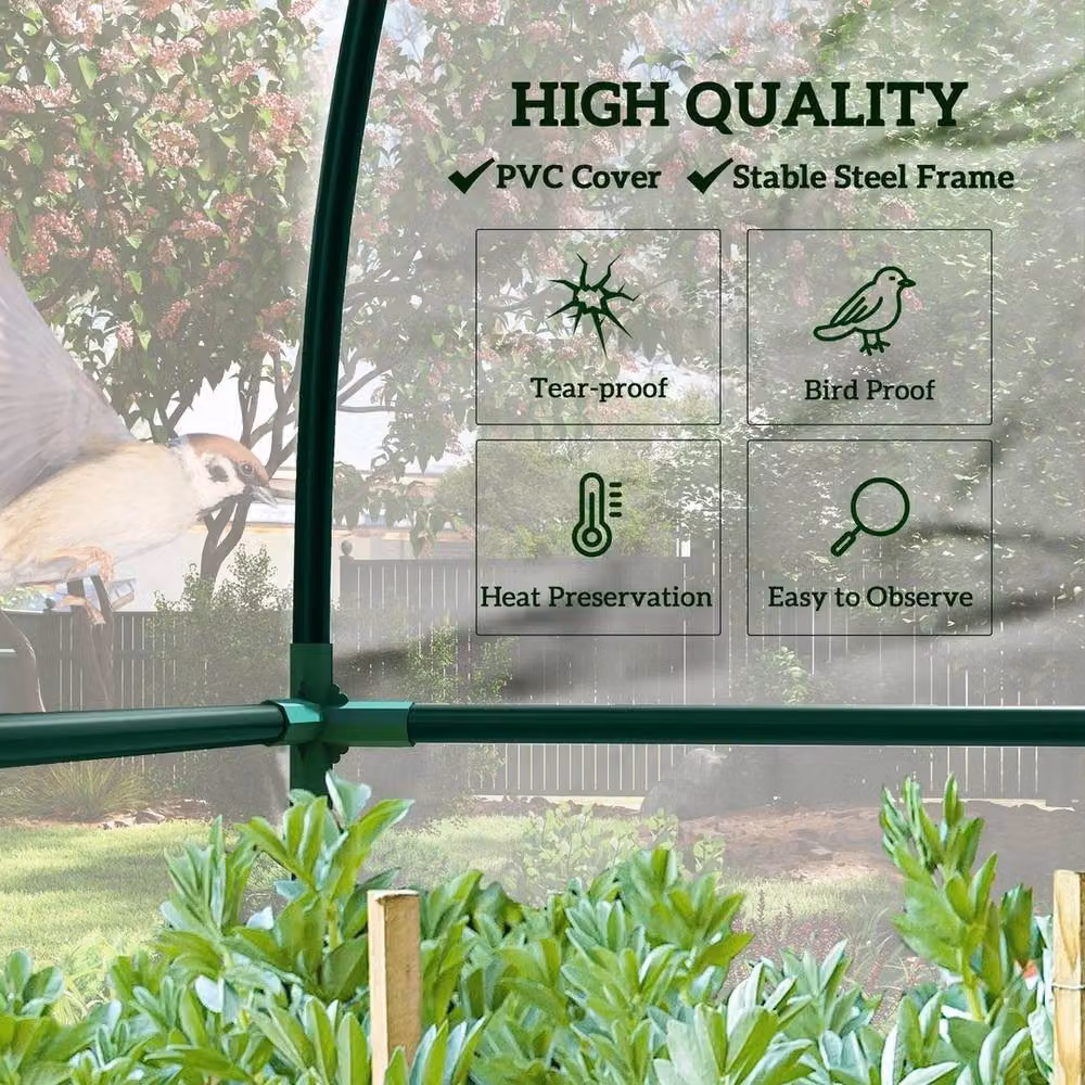 NESTLUNE Clear Plastic Walk-In Lean-to Wall-Mounted Tunne Greenhouse, W/D/H: 214 x 118 x 212 cm – 3