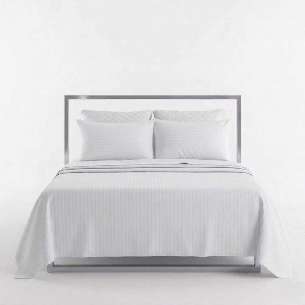 Snug City White Mako Satin Stripe T250 Cotton Rich Soft Flat Sheet Bed Linen, 200 x 200 cm – 2