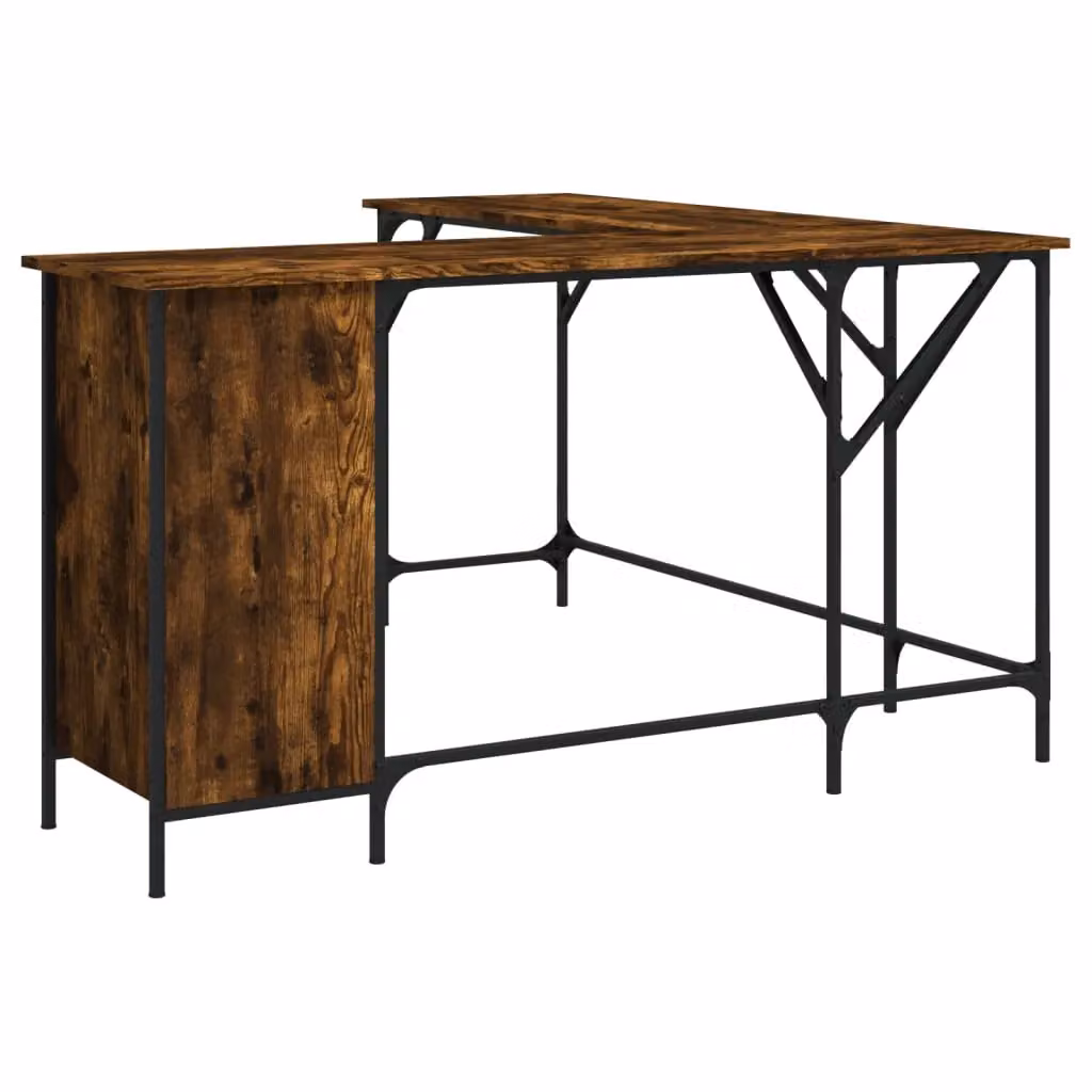 Berkfield Brown Smoked Oak Corner Home Office Desk, W/D/H: 141 x 141 x 75 cm – 2