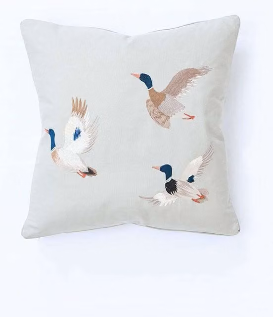 MM Linen Ducky Square Cotton Cushion in Beige and Multicolour