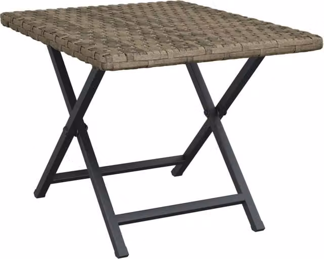 Berkfield Home Grey Poly Rattan Folding Table W/D/H: 45 x 35 x 32 cm – 1