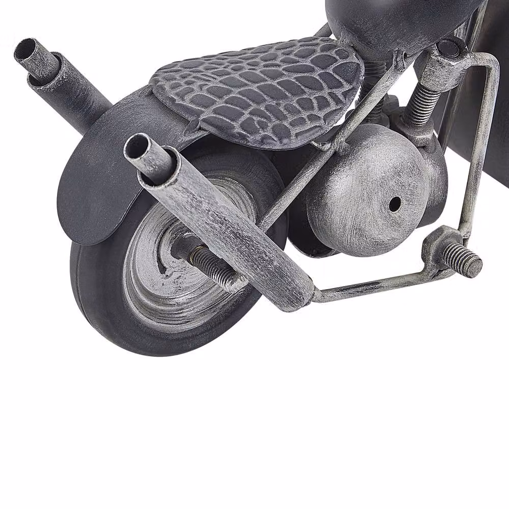 Wyld and Coco Motorcycle Analog Tabletop Clock in Black and Silver – 3
