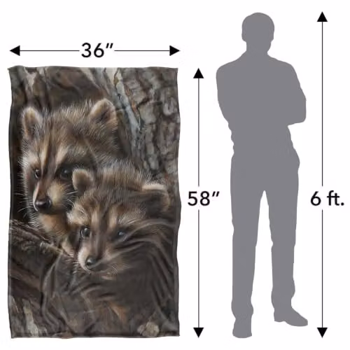 JQ Licensing Two Raccons Silky Touch Super Soft Fleece Throw Blanket, Brown and Multicolour, W/D/H: 91 x 147 cm – 3