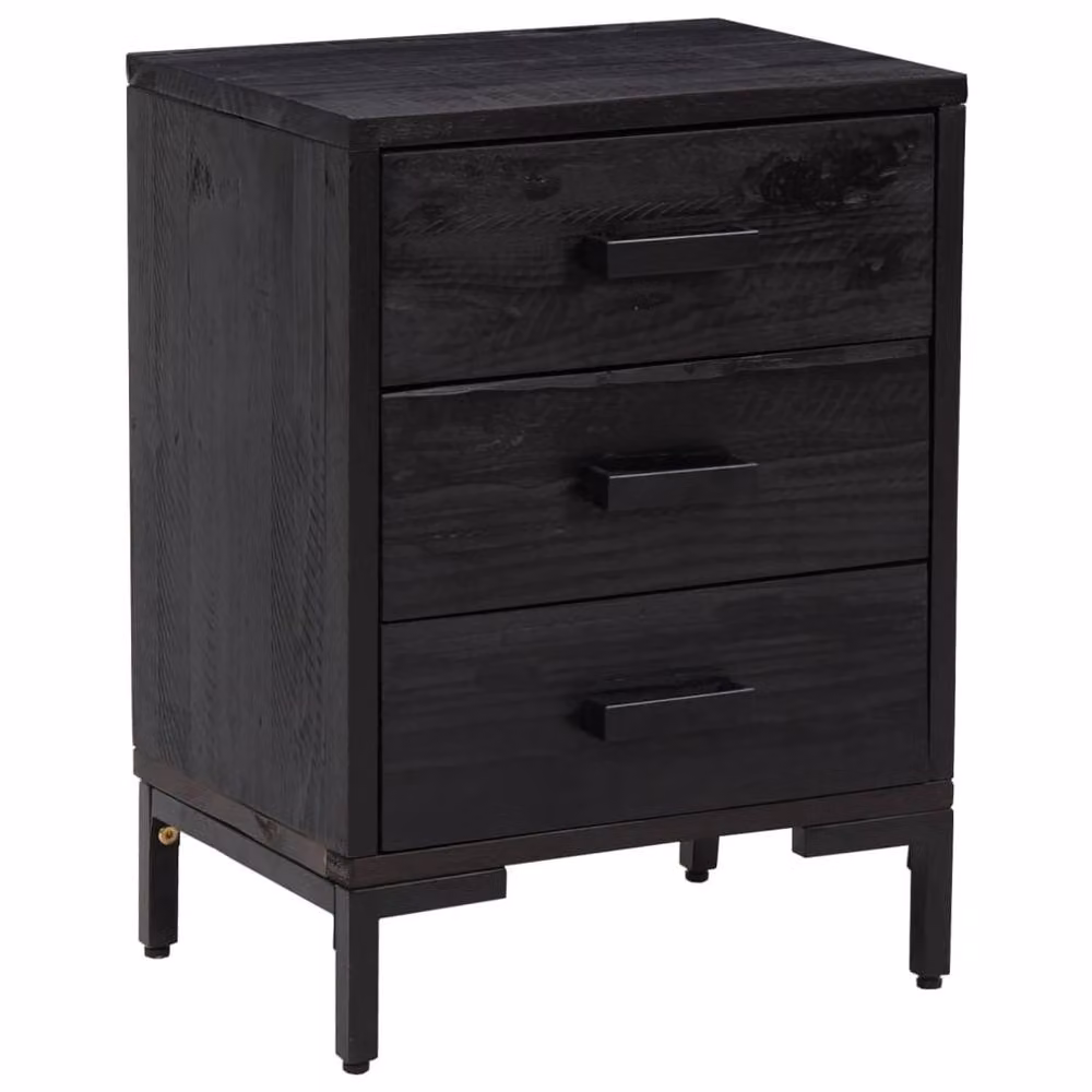 Berkfield Home Set of 2 Black Vintage Solid Wood Pine Bedside Cabinets, W/D/H: 40 x 30 x 55 cm – 2