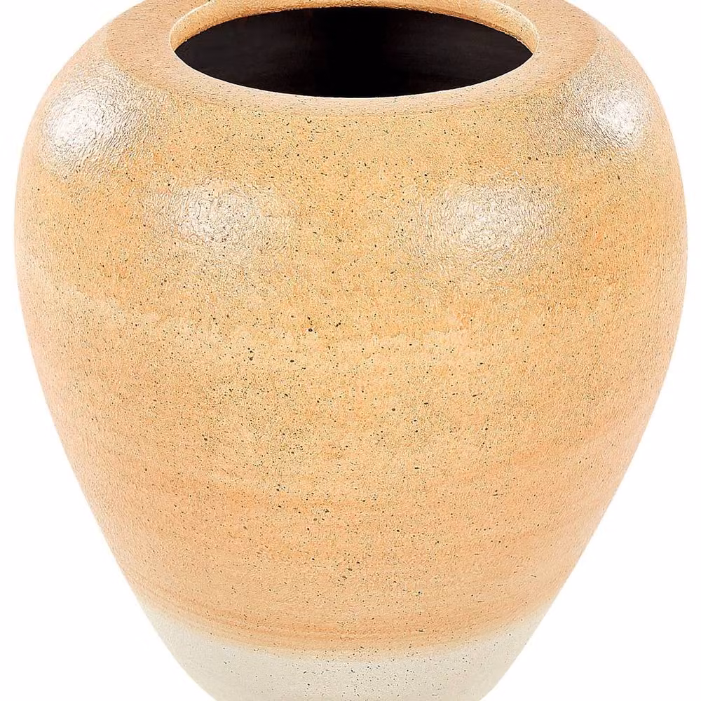 Wyld and Coco Hand-Painted Ceramic Terracotta Vase in Orange and Beige Ombre, Height: 34 cm – 2