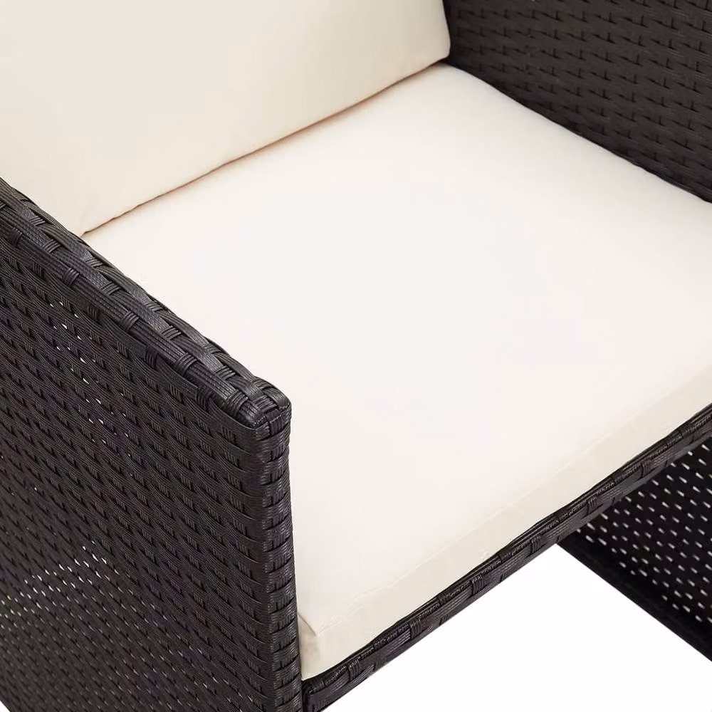 Berkfield Home Set of 4 Black Poly Rattan Garden Dining Chairs with Cushions – 5